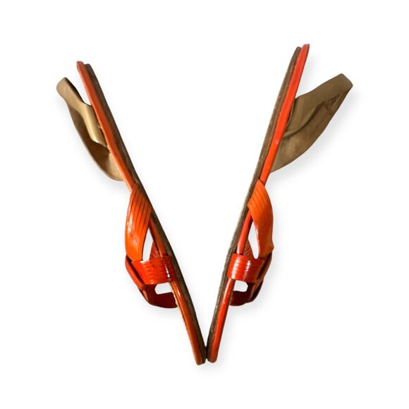 Prada Flat‎ Sling Back Sandal, Orange Patent,  Size 38.5 EU - Picture 10 of 14